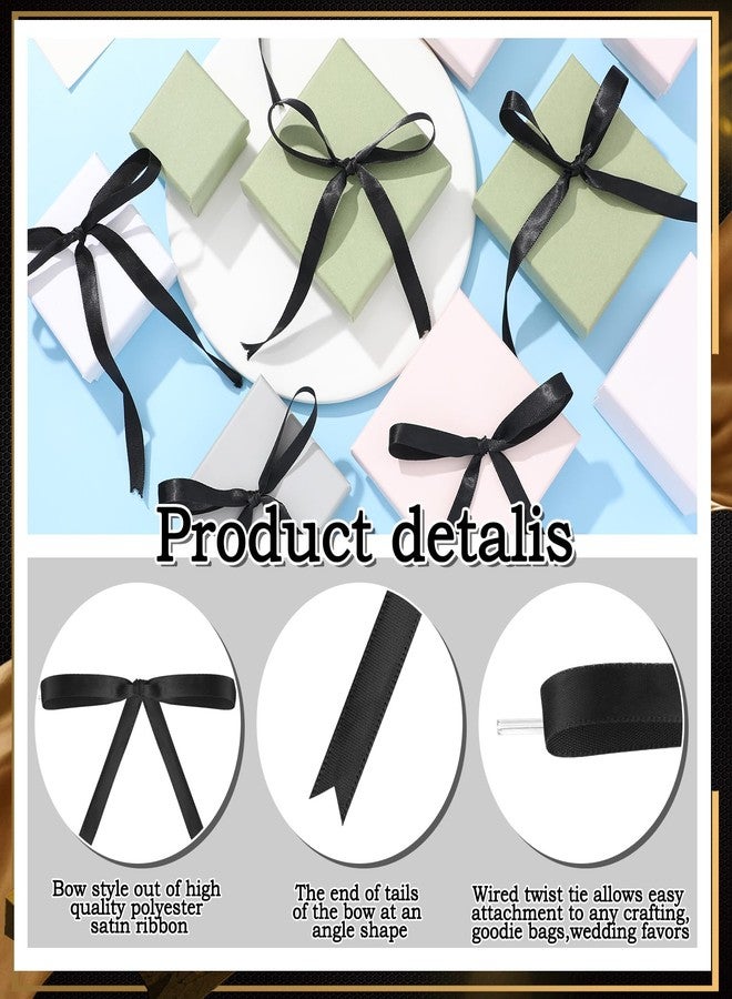 ProSuites 60 Pcs Twist Tie Bows Black Bows for Cake Decorating, Satin Ribbon Bows for Gift Wrapping Crafts Treat Bags, 5 x 7 Inch - Image 2